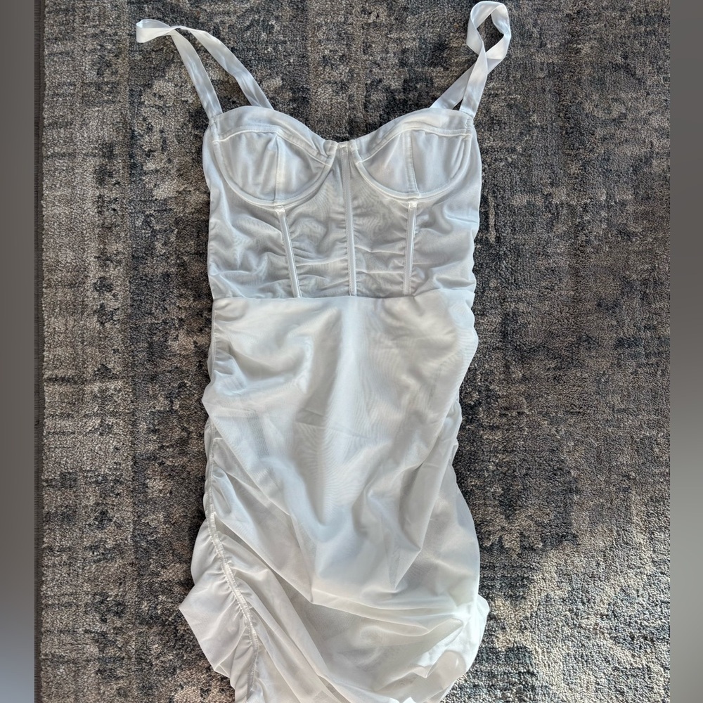 Elegant White Bustier Slip Dress